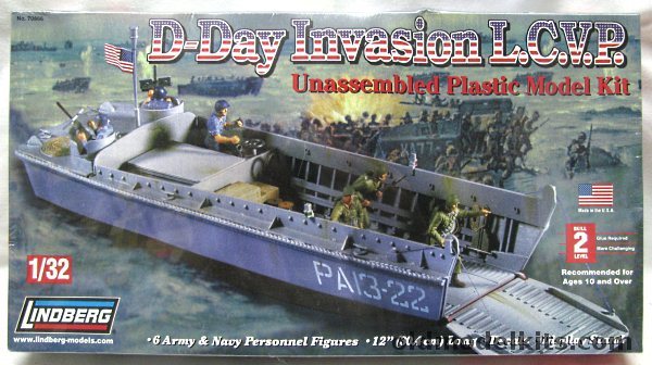 Lindberg 1/32 LCVP Landing Craft Vehicle Personnel D-Day Invasion, 70866 plastic model kit